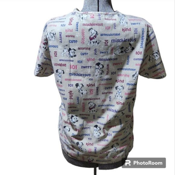 Scrub Nursing Top Lot of 2 Womens Med. Star Wars & 101 Dalmatians Uniforms - Picture 4 of 15